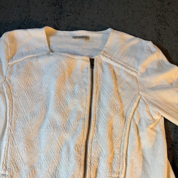 Vintage off white Lucky Brand Jacket Large Lightweight Zipper Front Side Pockets - Picture 2 of 6